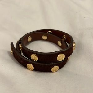 Tory Burch Brown Suede Leather Wrap Bracelet